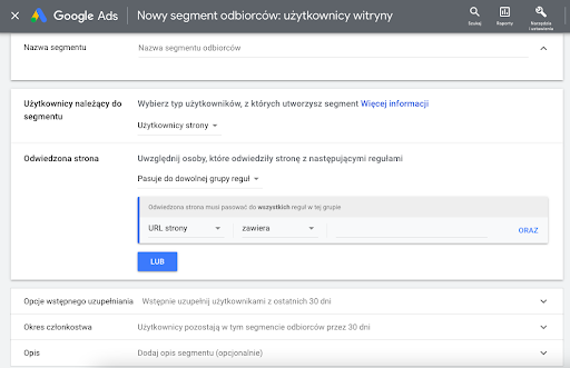 Nowy segment odbiorców Google Ads